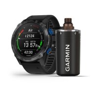 Garmin® DESCENT MK2i BUNDLE Schwarz/DLC Titan Luenette mit QuickFit Silikon Armband Schwarz 26mm + T1 Tankpod