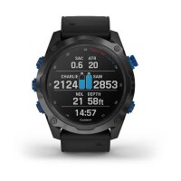 Garmin® DESCENT MK2i BUNDLE Schwarz/DLC Titan Luenette mit QuickFit Silikon Armband Schwarz 26mm + T1 Tankpod