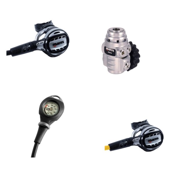 Mares ATLAS 62X Atemregler Komplettset 1. Stufe + 2. Stufe + Octopus + Finimeter