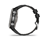 Garmin® Descent™ Mk3i - 51 mm, Silbernes und schwarzes PVD-Titan mit schwarzem/dunkelgrauem Silikonarmband