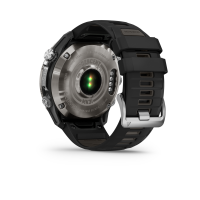 Garmin® Descent™ Mk3i - 51 mm, Silbernes und schwarzes PVD-Titan mit schwarzem/dunkelgrauem Silikonarmband