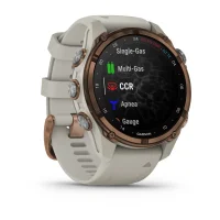 Garmin® Descent™ Mk3i – 43 mm, Bronzefarbenes PVD-Titan mit French Grey Silikonarmband